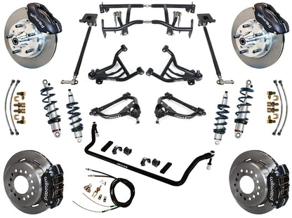 COILOVER & 4-LINK SYSTEM,WILWOOD 11" BRAKES,BLACK CALIPERS,70-81 GM F-BODY