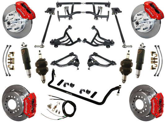 AIR RIDE & 4-LINK SYSTEM,WILWOOD 11" BRAKES,RED CALIPERS,70-81 GM F-BODY