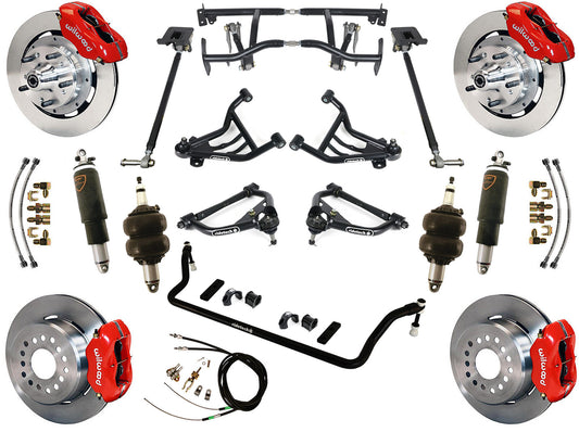 AIR RIDE & 4-LINK SYSTEM,WILWOOD 12" BRAKES,RED CALIPERS,70-81 GM F-BODY