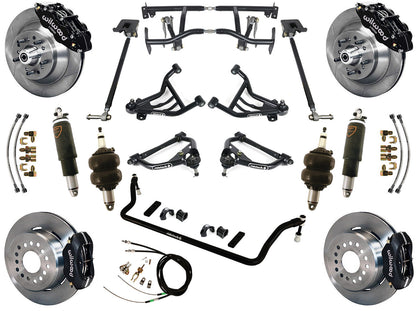 AIR RIDE & 4-LINK SYSTEM,WILWOOD 13"/12" BRAKES,BLACK CALIPERS,70-81 GM F-BODY