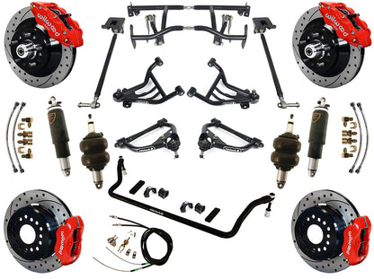 AIR RIDE & 4-LINK SYSTEM,WILWOOD 13"/12" DRILLED BRAKES,RED CALIPERS,70-81 GM F