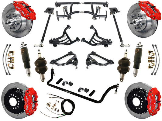 AIR RIDE & 4-LINK SYSTEM,WILWOOD 13" BRAKES,RED CALIPERS,70-81 GM F-BODY
