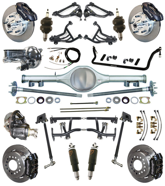 AIR RIDE & 4-LINK SYSTEM,CURRIE REAR END,WILWOOD 11" BRAKES,BLACK,70-81 GM F