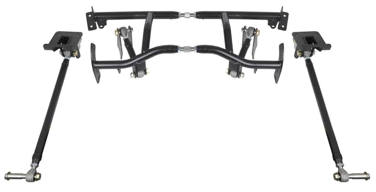 AIR RIDE & 4-LINK SYSTEM,CURRIE REAR END,WILWOOD 13"/12" DRILLED,BLACK,70-81 F