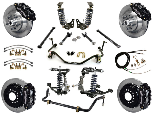 COILOVER SYSTEM,ARMS,BARS,WILWOOD 13" BRAKES,BLACK CALIPERS,64-67 GM A-BODY