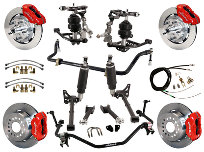 AIR RIDE SYSTEM,ARMS,BARS,WILWOOD 12" BRAKES,RED CALIPERS,64-67 GM A-BODY
