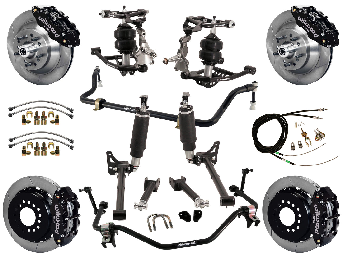 AIR RIDE SYSTEM,ARMS,BARS,WILWOOD 13" BRAKES,BLACK CALIPERS,64-67 GM A-BODY