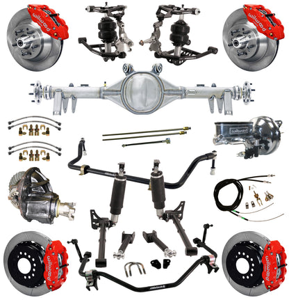 AIR RIDE SYSTEM,ARMS,BARS,CURRIE REAR END,WILWOOD 13" BRAKES,RED,64-67 GM A-