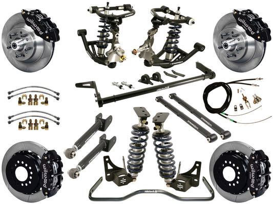 COILOVER SYSTEM,ARMS,BARS,WILWOOD 13" BRAKES,BLACK CALIPERS,68-72 GM A-BODY
