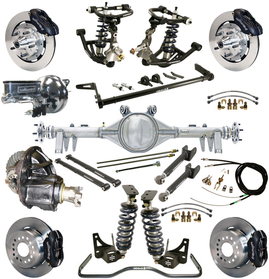 COILOVER SYSTEM,ARMS,BARS,CURRIE REAR END,WILWOOD 12" BRAKES,BLACK,68-72 GM A-