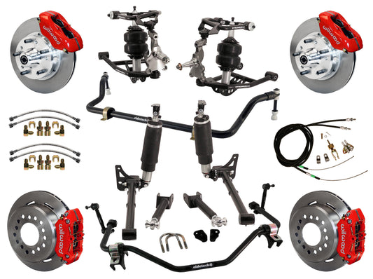 AIR RIDE SYSTEM,ARMS,BARS,WILWOOD 11" BRAKES,RED CALIPERS,68-72 GM A-BODY