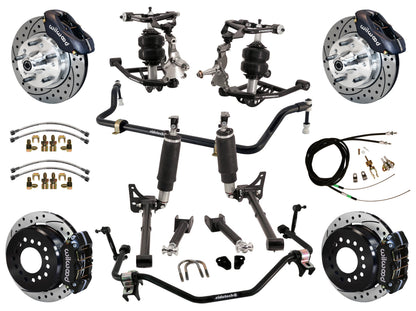 AIR RIDE SYSTEM,ARMS,BARS,WILWOOD 11" DRILLED BRAKES,BLACK CALIPERS,68-72 GM A