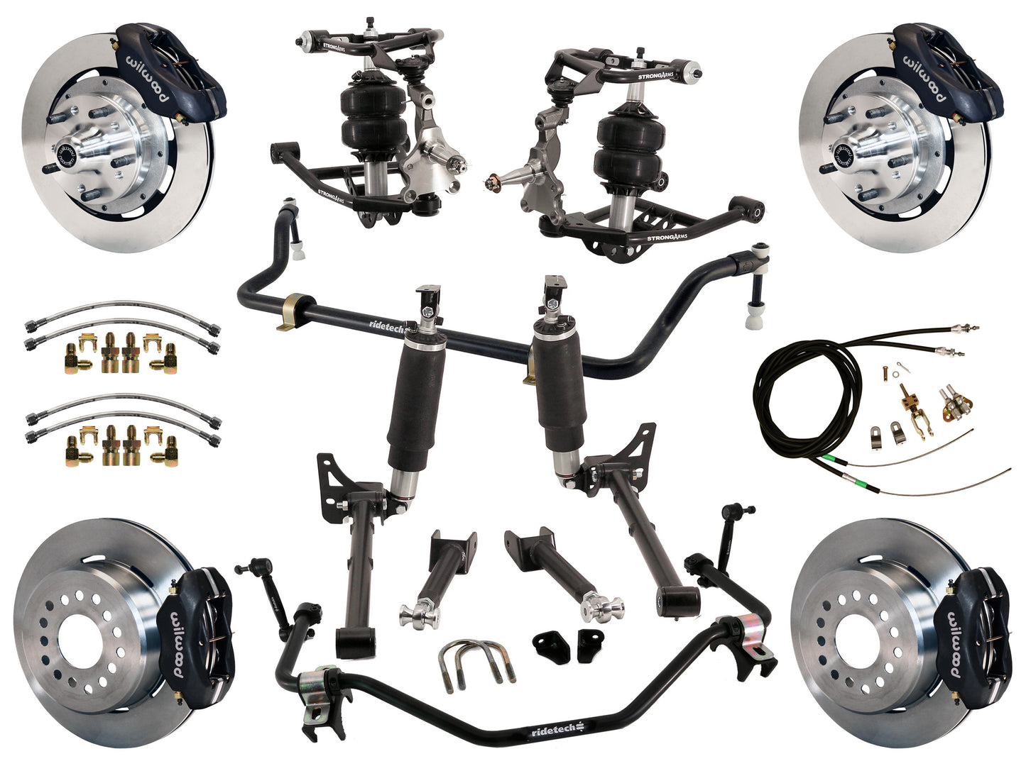 AIR RIDE SYSTEM,ARMS,BARS,WILWOOD 12" BRAKES,BLACK CALIPERS,68-72 GM A-BODY