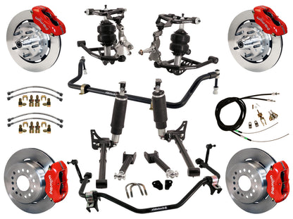 AIR RIDE SYSTEM,ARMS,BARS,WILWOOD 12" BRAKES,RED CALIPERS,68-72 GM A-BODY