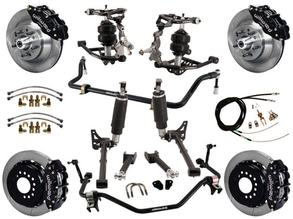AIR RIDE SYSTEM,ARMS,BARS,WILWOOD 13" BRAKES,BLACK CALIPERS,68-72 GM A-BODY