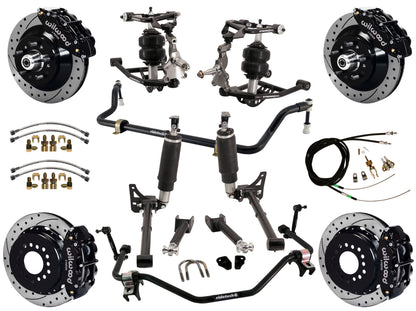 AIR RIDE SYSTEM,ARMS,BARS,WILWOOD 13" DRILLED BRAKES,BLACK CALIPERS,68-72 GM A