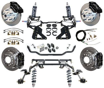 COILOVER & 4-LINK SYSTEM,WILWOOD 11" BRAKES,BLACK CALIPERS,62-67 CHEVY II
