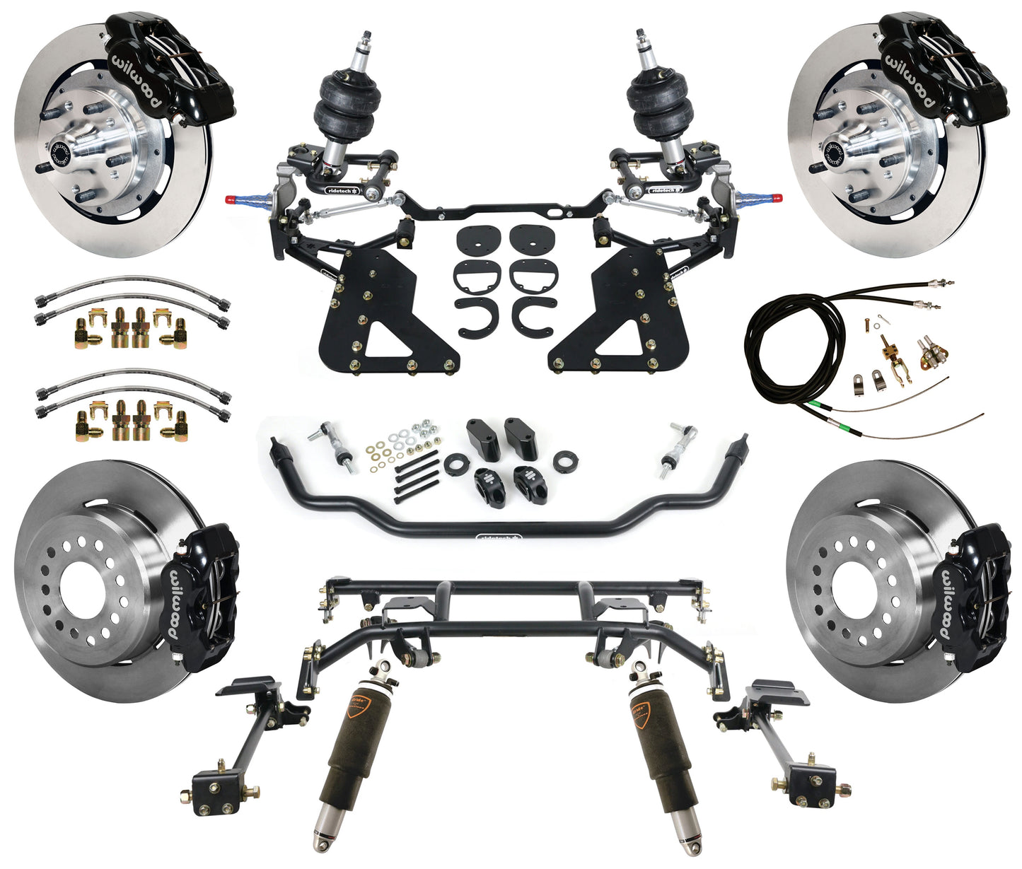 AIR RIDE & 4-LINK SYSTEM,WILWOOD 12" BRAKES,BLACK CALIPERS,62-67 CHEVY II