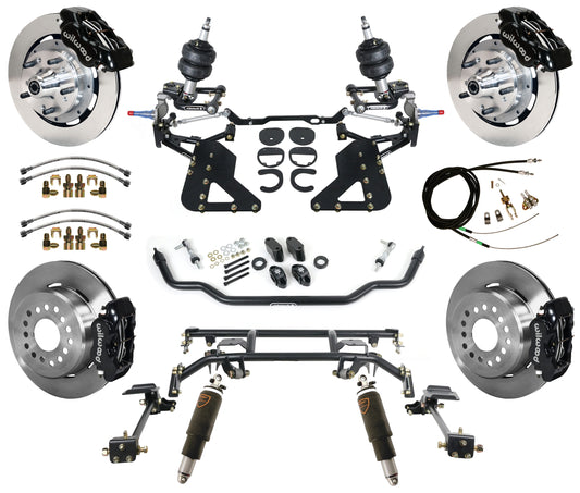 AIR RIDE & 4-LINK SYSTEM,WILWOOD 12" BRAKES,BLACK CALIPERS,62-67 CHEVY II