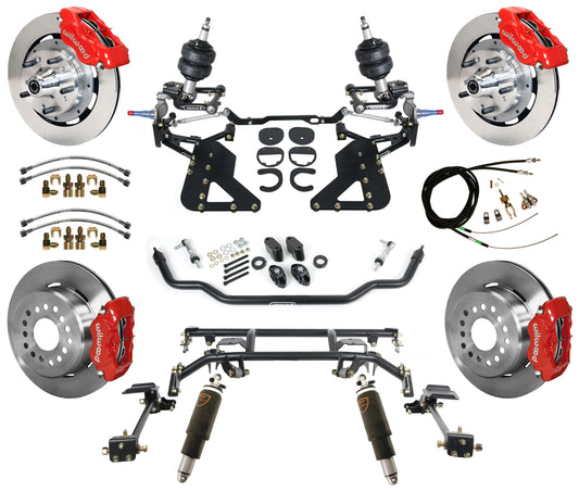 AIR RIDE & 4-LINK SYSTEM,WILWOOD 12" BRAKES,RED CALIPERS,62-67 CHEVY II