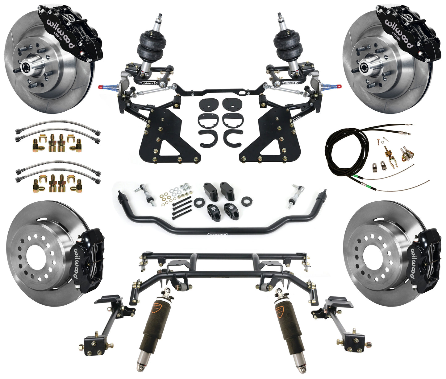 AIR RIDE & 4-LINK SYSTEM,WILWOOD 13"/12" BRAKES,BLACK CALIPERS,62-67 CHEVY II