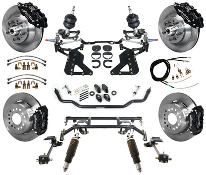 AIR RIDE & 4-LINK SYSTEM,WILWOOD 13"/12" BRAKES,BLACK CALIPERS,62-67 CHEVY II