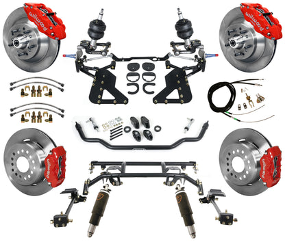 AIR RIDE & 4-LINK SYSTEM,WILWOOD 13"/12" BRAKES,RED CALIPERS,62-67 CHEVY II