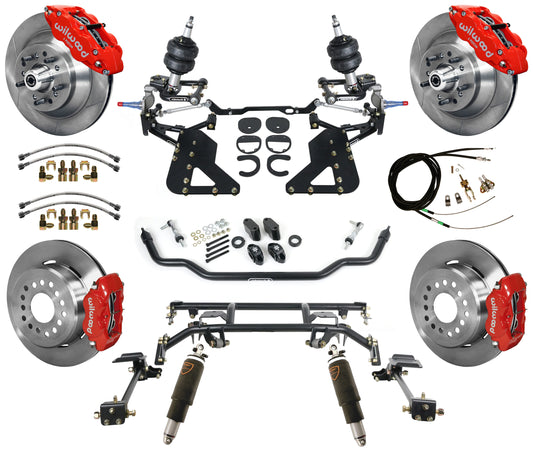 AIR RIDE & 4-LINK SYSTEM,WILWOOD 13"/12" BRAKES,RED CALIPERS,62-67 CHEVY II