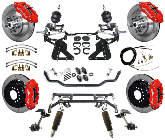 AIR RIDE & 4-LINK SYSTEM,WILWOOD 13" BRAKES,RED CALIPERS,62-67 CHEVY II