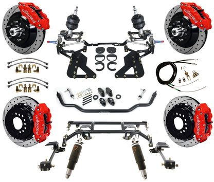 AIR RIDE & 4-LINK SYSTEM,WILWOOD 13" DRILLED BRAKES,RED CALIPERS,62-67 CHEVY II