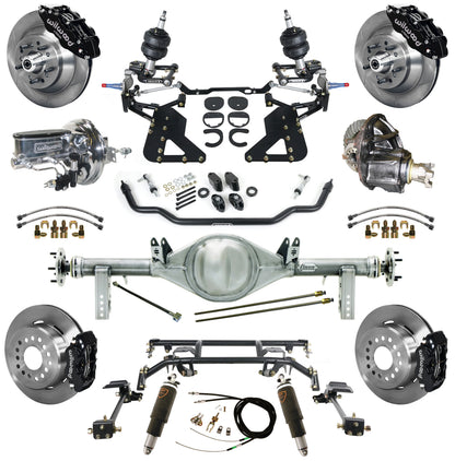 AIR RIDE & 4-LINK SYSTEM,CURRIE REAR END,WILWOOD 13"/12",BLACK,62-67 CHEVY II