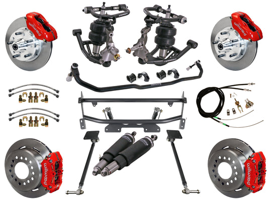 AIR RIDE & 4-LINK SYSTEM,WILWOOD 11" BRAKES,RED CALIPERS,68-74 NOVA