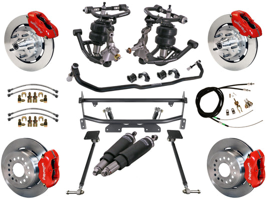 AIR RIDE & 4-LINK SYSTEM,WILWOOD 12" BRAKES,RED CALIPERS,68-74 NOVA