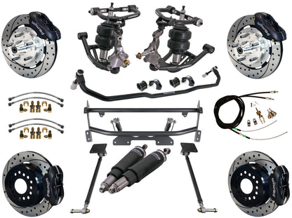 AIR RIDE & 4-LINK SYSTEM,WILWOOD 12" DRILLED BRAKES,BLACK CALIPERS,68-74 NOVA
