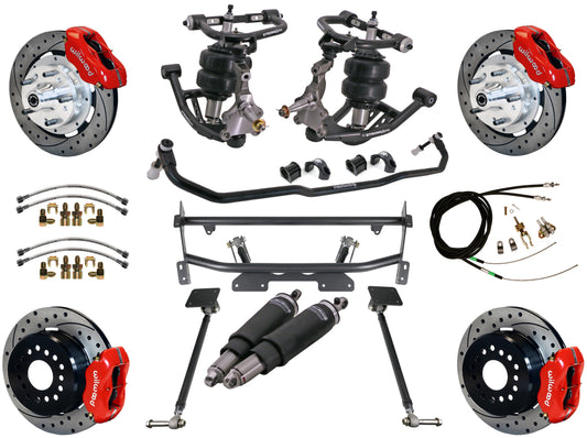 AIR RIDE & 4-LINK SYSTEM,WILWOOD 12" DRILLED BRAKES,RED CALIPERS,68-74 NOVA