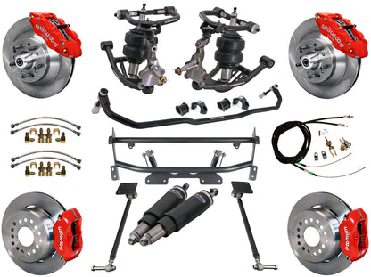 AIR RIDE & 4-LINK SYSTEM,WILWOOD 13"/12" BRAKES,RED CALIPERS,68-74 NOVA
