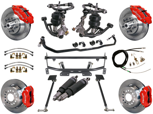 AIR RIDE & 4-LINK SYSTEM,WILWOOD 13"/12" BRAKES,RED CALIPERS,68-74 NOVA