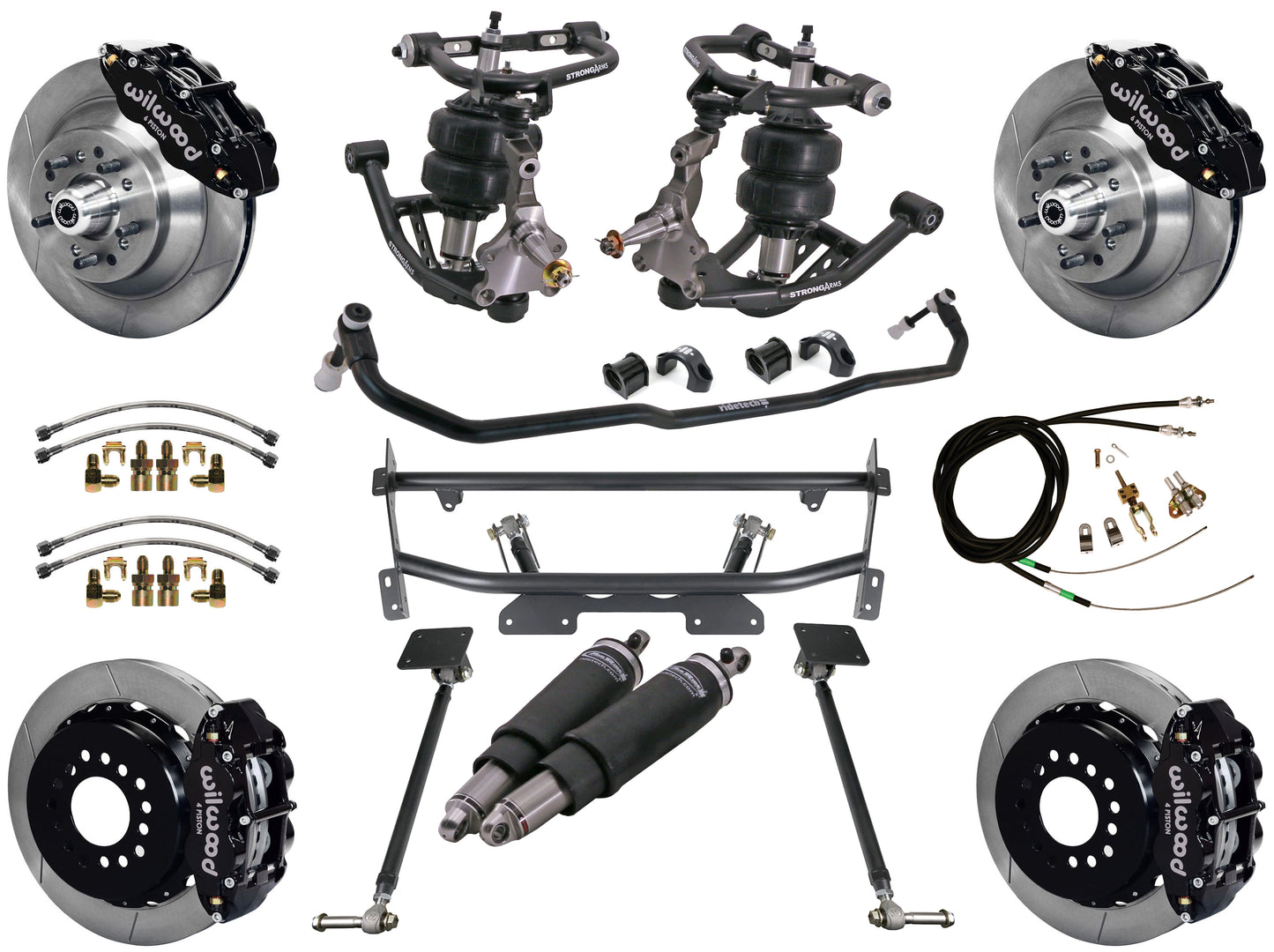 AIR RIDE & 4-LINK SYSTEM,WILWOOD 13" BRAKES,BLACK CALIPERS,68-74 NOVA