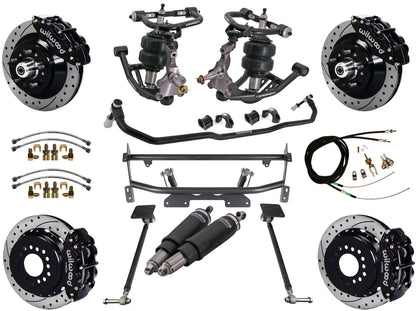 AIR RIDE & 4-LINK SYSTEM,WILWOOD 13" DRILLED BRAKES,BLACK CALIPERS,68-74 NOVA