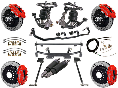 AIR RIDE & 4-LINK SYSTEM,WILWOOD 13" DRILLED BRAKES,RED CALIPERS,68-74 NOVA