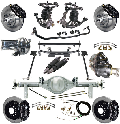 AIR RIDE & 4-LINK SYSTEM,CURRIE REAR END,WILWOOD 13" BRAKES,BLACK,68-74 NOVA