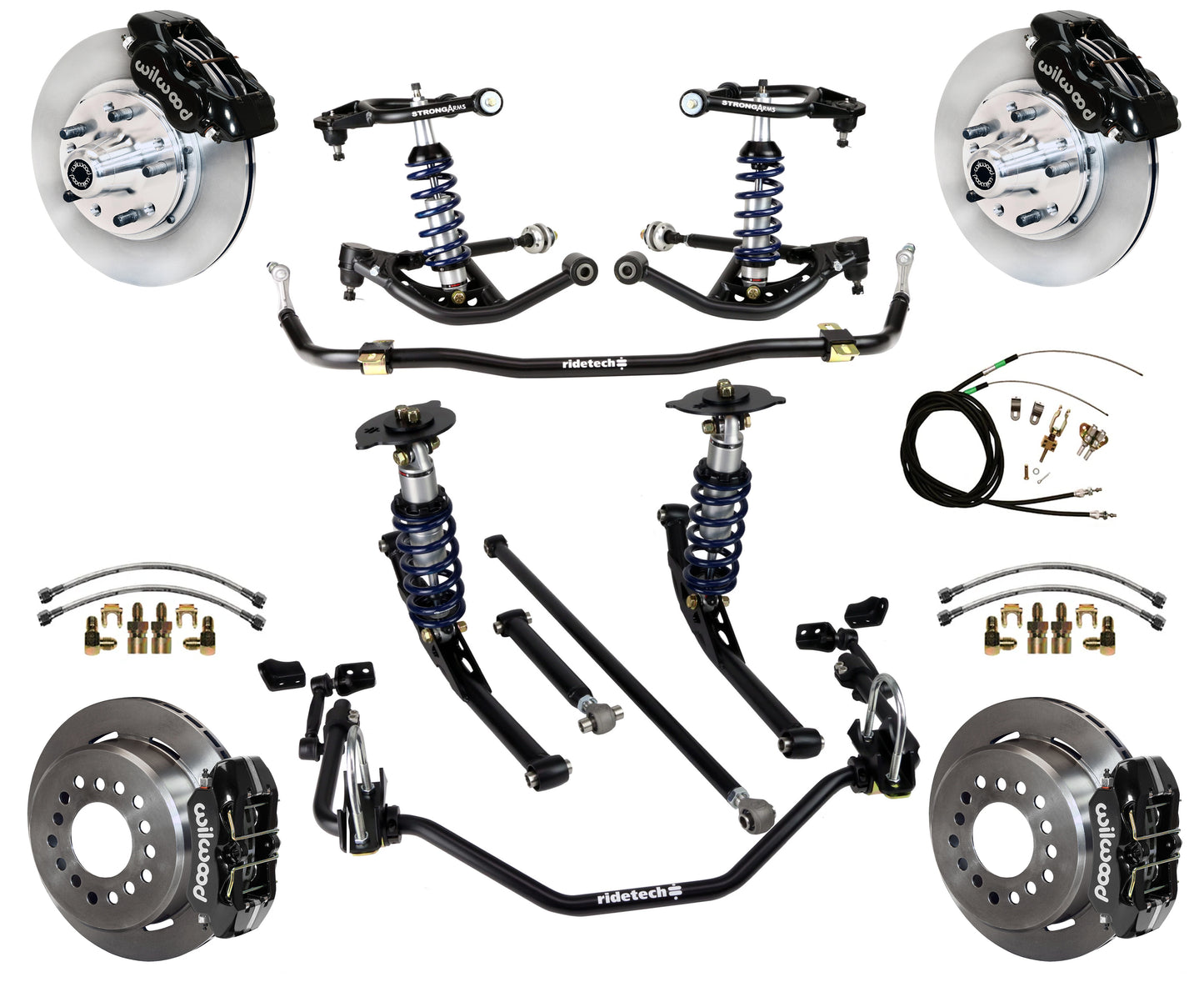 COILOVER SYSTEM,WILWOOD 11" BRAKES,BLACK,67-70 IMPALA,B-BODY