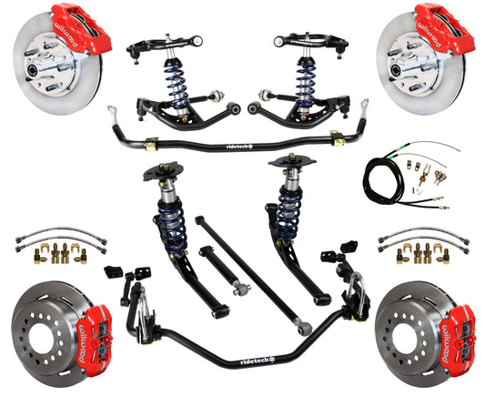 COILOVER SYSTEM,WILWOOD 11" BRAKES,RED,65-66 IMPALA,B-BODY
