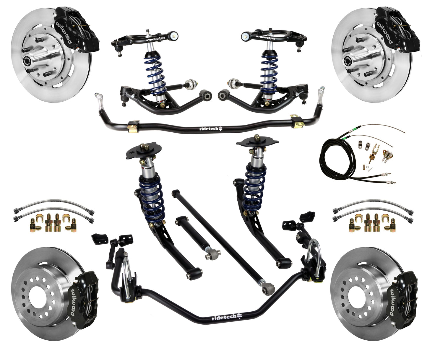 COILOVER SYSTEM,WILWOOD 12" BRAKES,BLACK,67-70 IMPALA,B-BODY