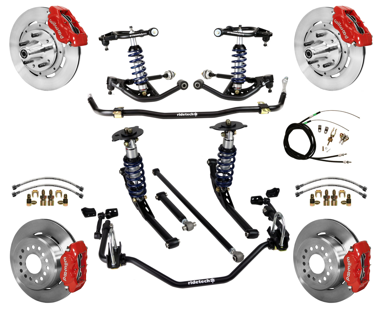 COILOVER SYSTEM,WILWOOD 12" BRAKES,RED,65-66 IMPALA,B-BODY
