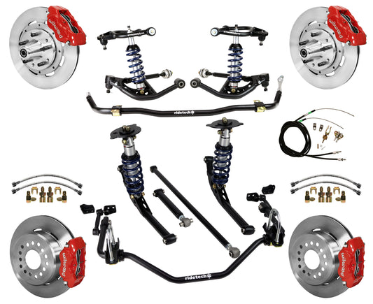 COILOVER SYSTEM,WILWOOD 12" BRAKES,RED,65-66 IMPALA,B-BODY