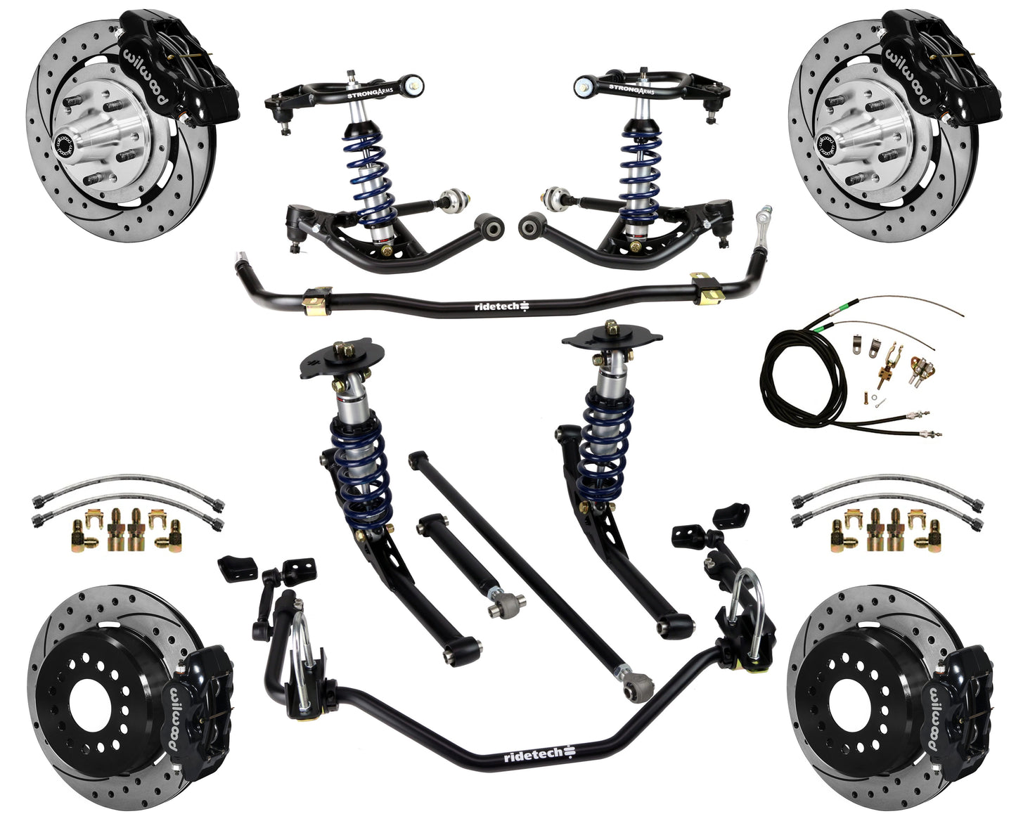 COILOVER SYSTEM,WILWOOD 12" DRILL,BLACK,67-70 IMPALA,B-BODY