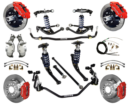 COILOVER SYSTEM,WILWOOD 13/12" BRAKES,RED,65-66 IMPALA,B-BODY