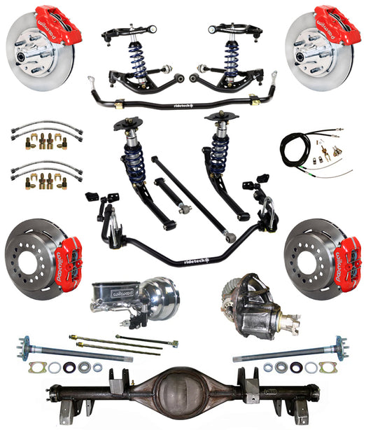 COILOVER SYSTEM,CURRIE REAR END,WILWOOD 11" BRAKES,RED,65-66 IMPALA,B-BODY