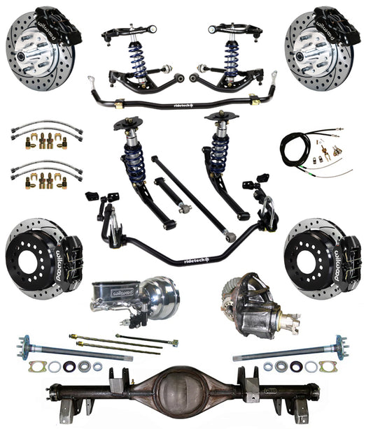 COILOVER SYSTEM,CURRIE REAR END,WILWOOD 11" DRILL,BLACK,65-66 IMPALA,B-BODY